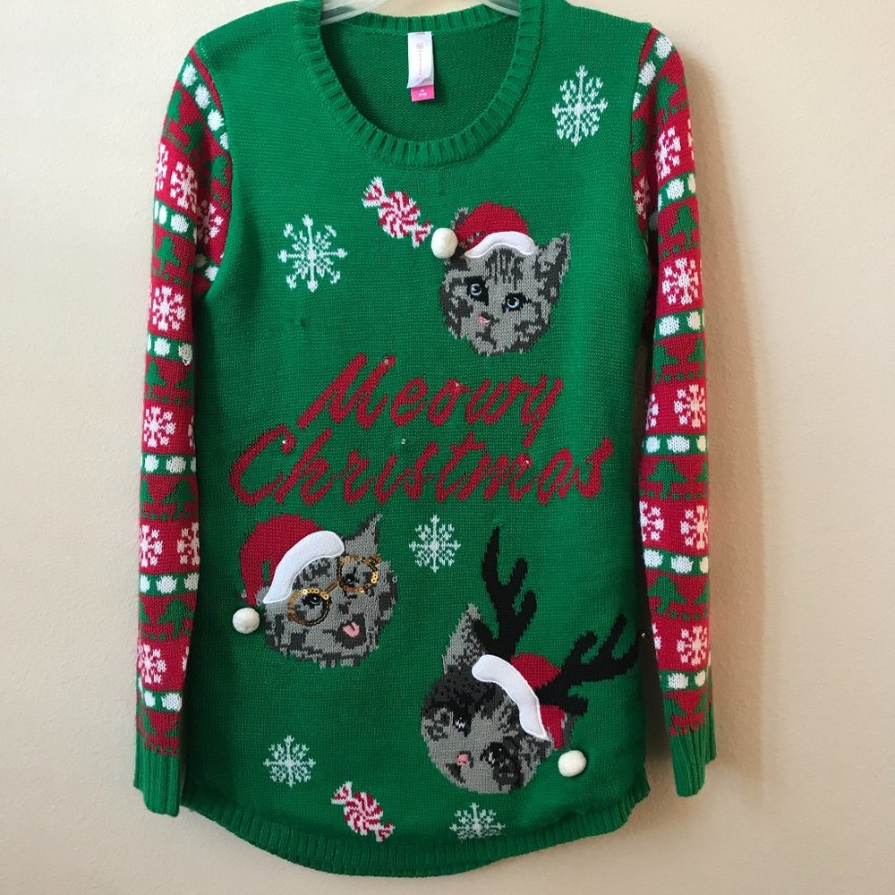 Meowy Christmas Light Up "Ugly Christmas Sweater"